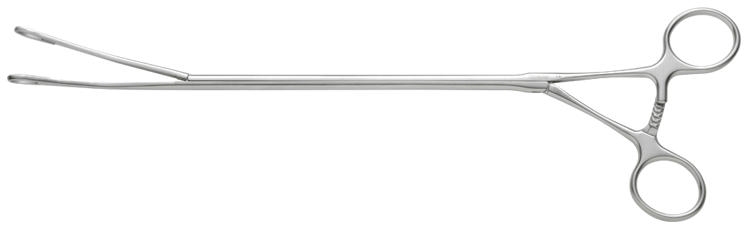 Clamp vascular de haste longa para campo profundo